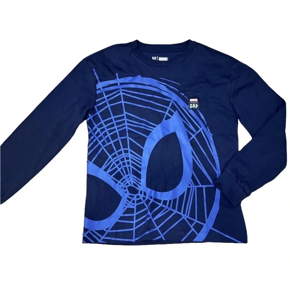NWOT GAP x Marvel Spider-Man Long Sleeve Shirt Bundle Blue & Cream Boys Size M/8